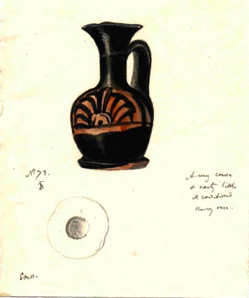 (73) Black jug, described as coarse